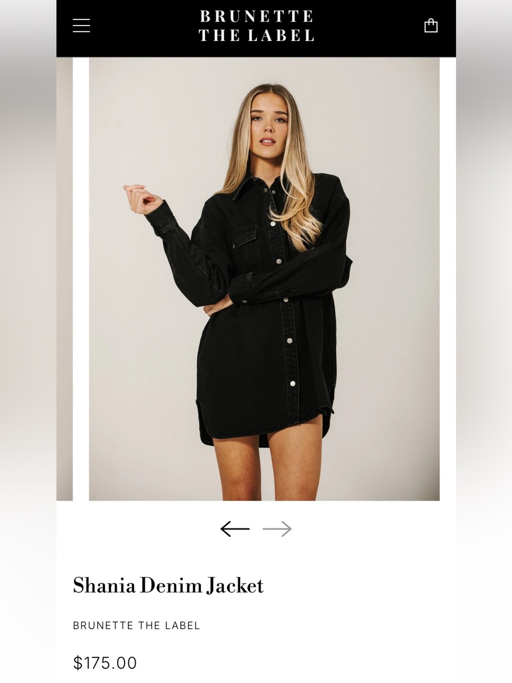 $175 BRUNETTE THE LABEL, the Shania denim jacket oversized!